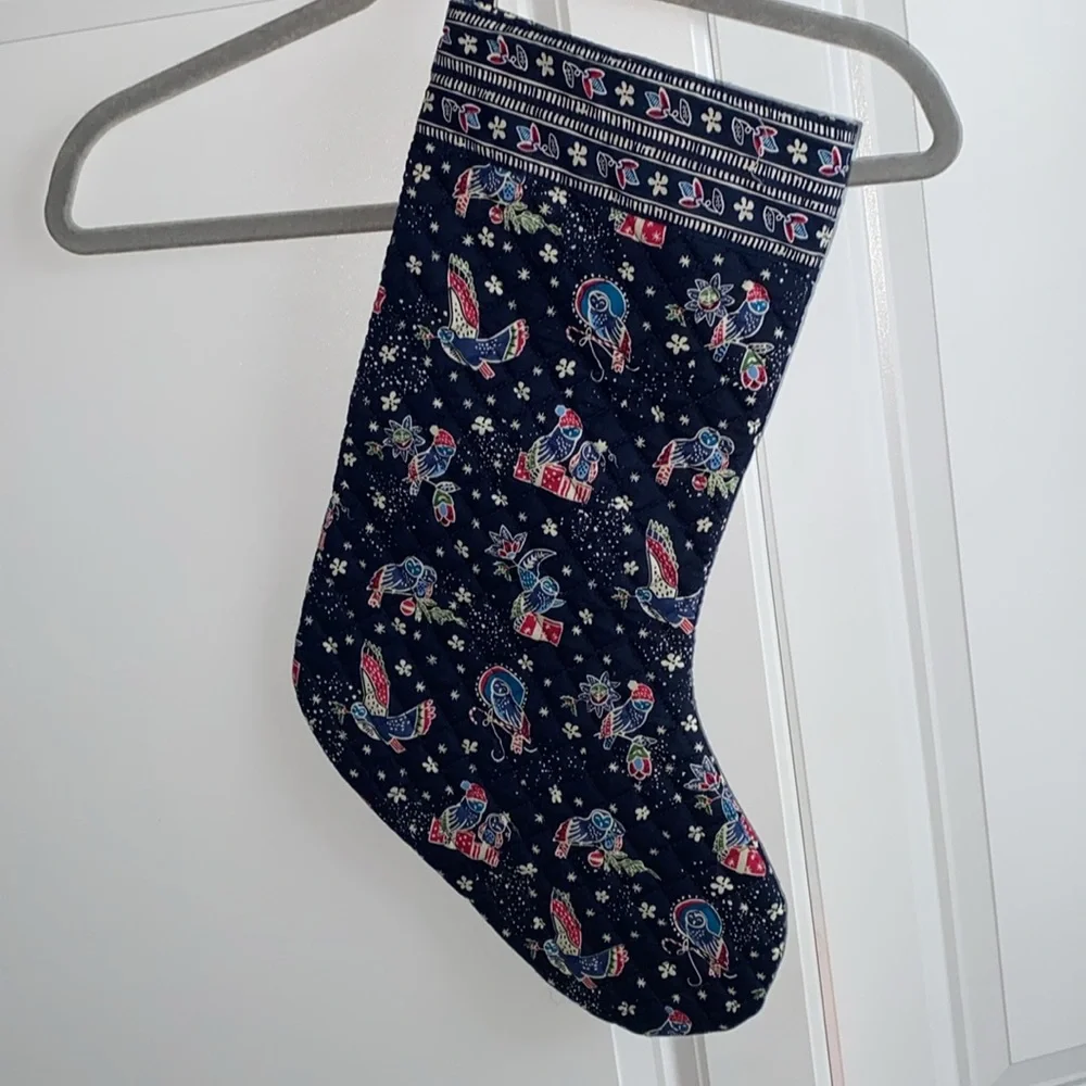 Vera Bradley quilted Christmas‎ stocking blue Owls birds